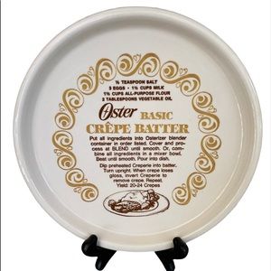 OSTER Vintage  Basic Crepe Batter Recipe Plate  Collectible